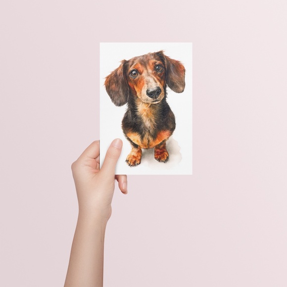 Watercolor Dachshund Dog Portrait Art Print – Unframed Fine Art Poster - Picture 5 of 5